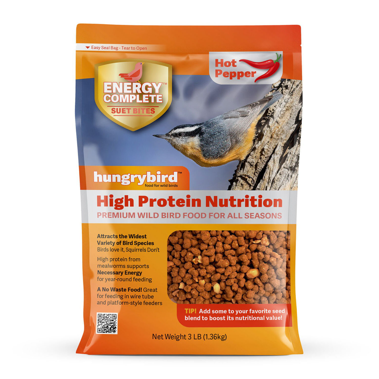 Hungrybird Suet Bites Hot Pepper 3Lb Bag